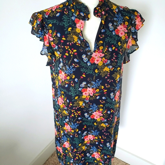 💐 Madewell silk dress. floral black ruffles size 2 💐 - Picture 8 of 9